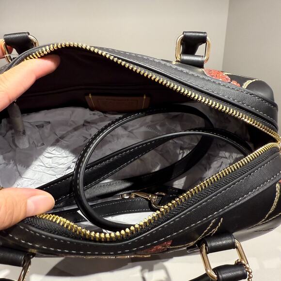 Coach CCZ15 Rowan Satchel Bag in Leather with Cherry Print Black Multi NWT - Picture 7 of 8